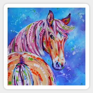 "Cinnamon" - Palomino horse painting Sticker